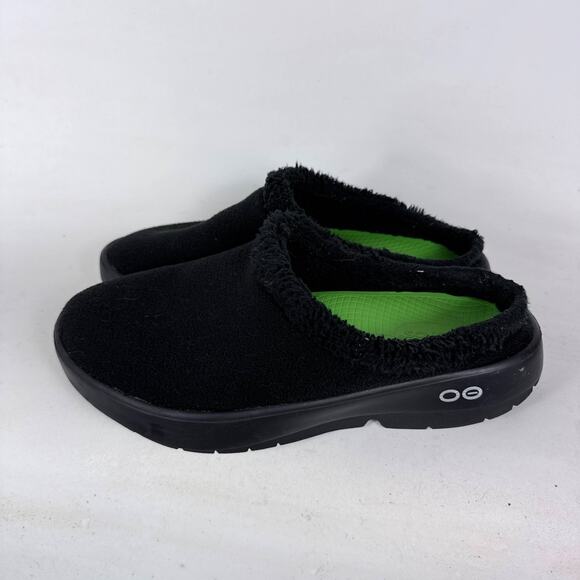 OOFOS OOcoozie Mule Men\'s 11 Black Vegan Sherpa Slip-On Casual Recovery Slippers main image 4